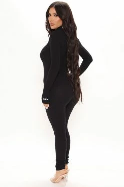 Fashion Nova Jumpsuits I Don't Care Rib Jumpsuit - Black