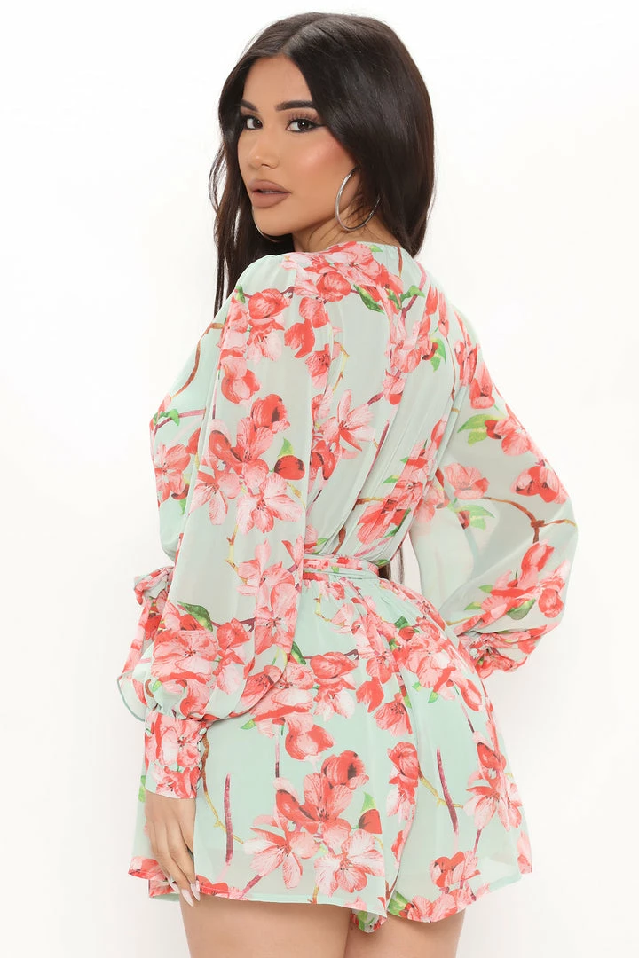 Fashion Nova Rompers Kimberly Floral Romper - Mint