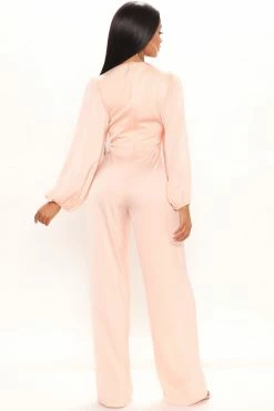 Fashion Nova Sweet And Satin Jumpsuit - Blush
