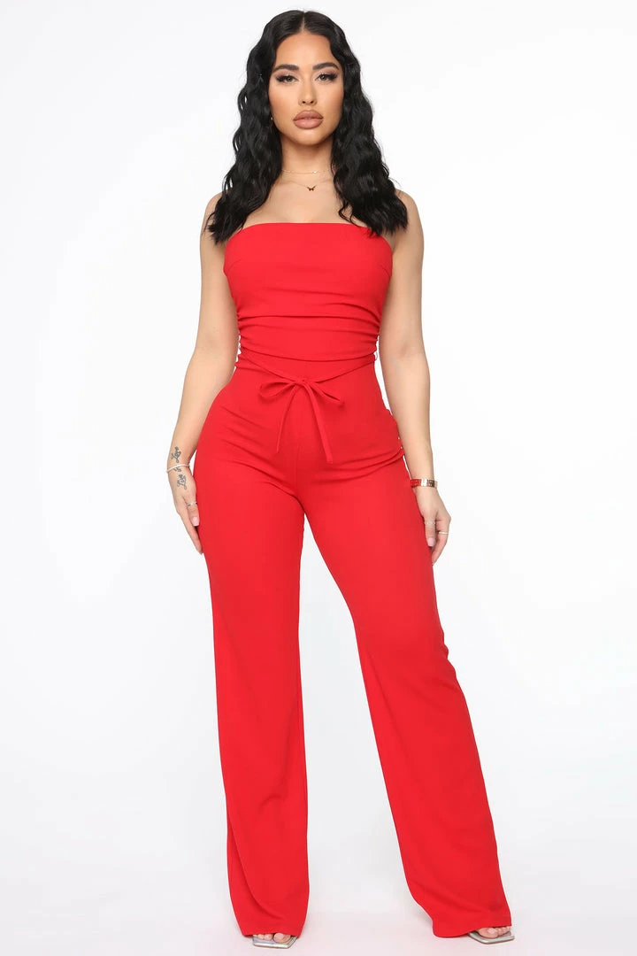 Fashion Nova Thea Jumpsuit - Red Jumpsuits