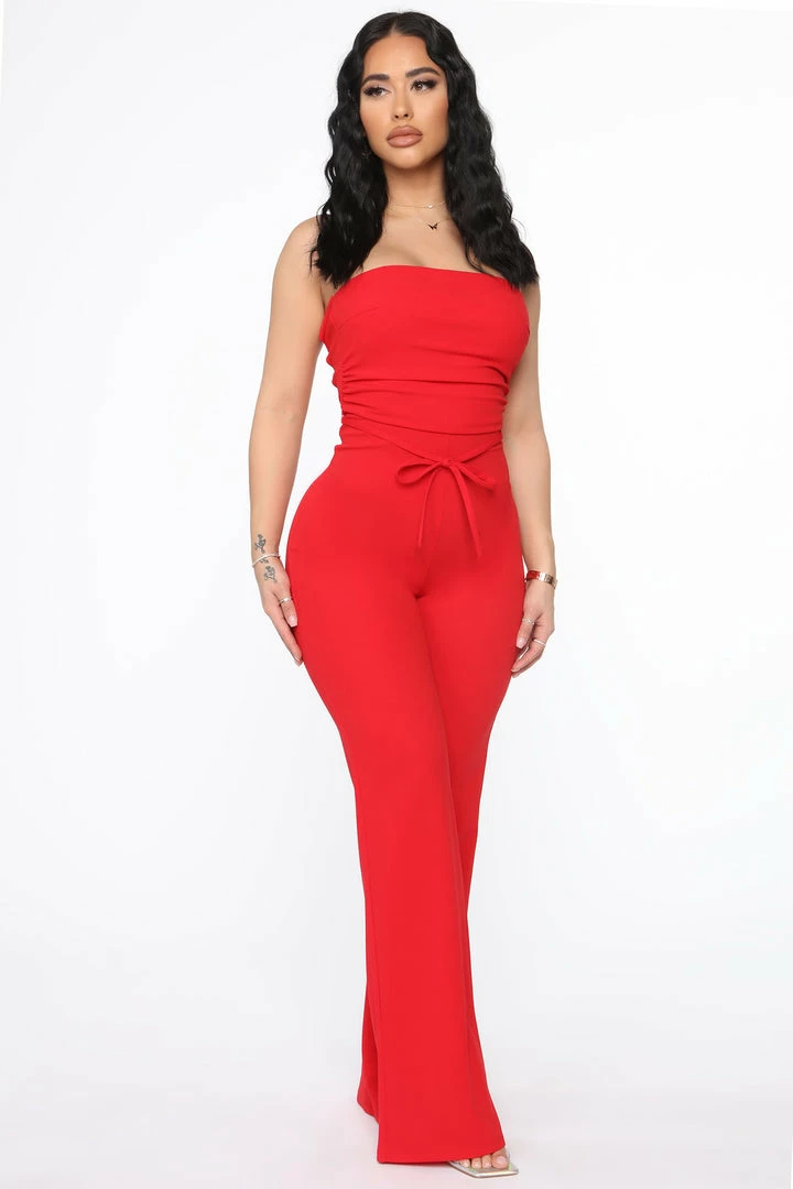 Fashion Nova Thea Jumpsuit - Red Jumpsuits