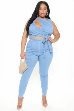 Fashion Nova Cut Out The Haters Denim Jumpsuit - Light Wash