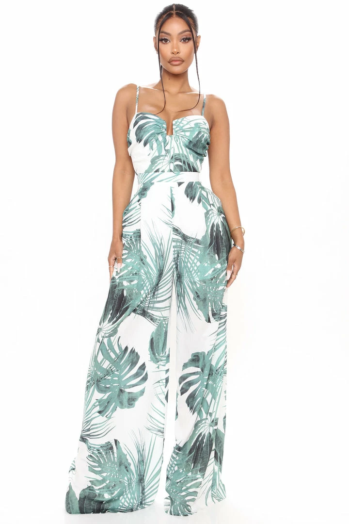 Fashion Nova Jumpsuits Barbados Babe Jumpsuit - Green/combo