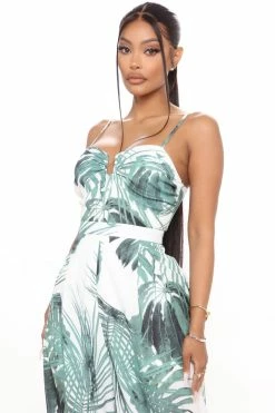 Fashion Nova Jumpsuits Barbados Babe Jumpsuit - Green/combo