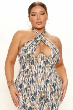 Fashion Nova Vivienne Jumpsuit - Taupe/combo Jumpsuits