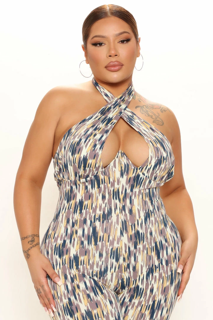 Fashion Nova Vivienne Jumpsuit - Taupe/combo Jumpsuits