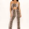 Fashion Nova Wide Leg Jumpsuits Better Without You Snake Skin Jumpsuit - Olive