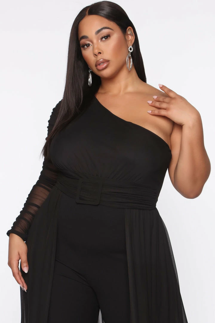 Fashion Nova Better Be Sure Mesh Jumpsuit - Black
