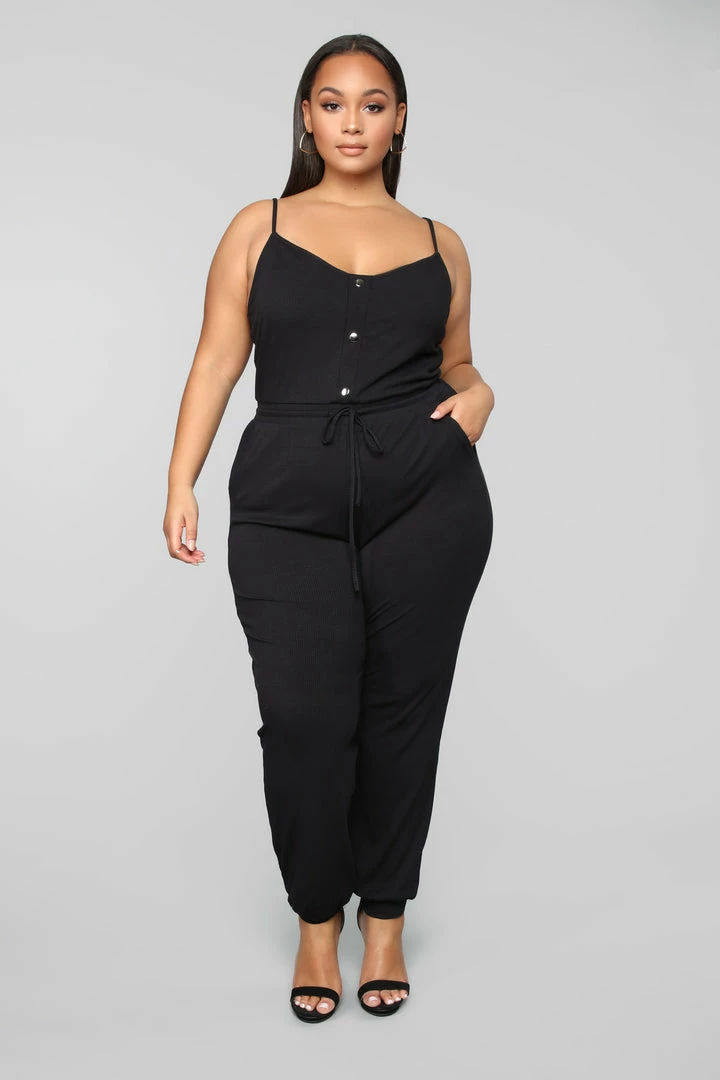 Fashion Nova Jumpsuits I'm Into Convenience Jogger Jumpsuit - Black
