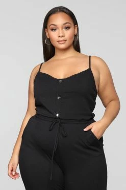 Fashion Nova Jumpsuits I'm Into Convenience Jogger Jumpsuit - Black