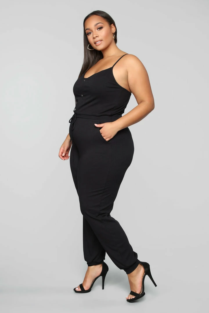 Fashion Nova Jumpsuits I'm Into Convenience Jogger Jumpsuit - Black