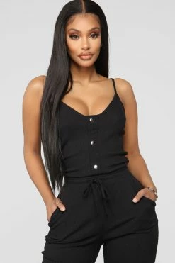 Fashion Nova Jumpsuits I'm Into Convenience Jogger Jumpsuit - Black