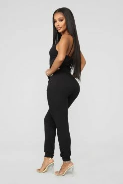 Fashion Nova Jumpsuits I'm Into Convenience Jogger Jumpsuit - Black
