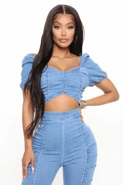 Fashion Nova Sweet And Sassy Denim Jumpsuit - Medium Wash