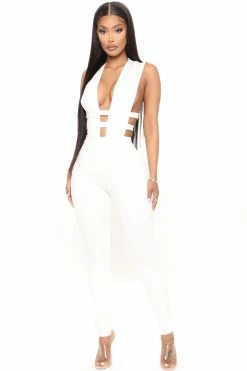 Fashion Nova Don't Call Me Up Jumpsuit - White Jumpsuits