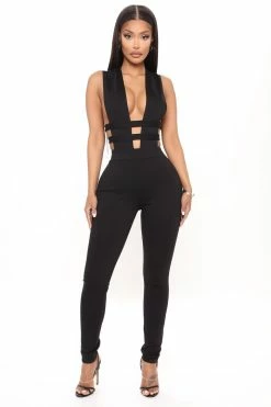 Fashion Nova Don't Call Me Up Jumpsuit - Black