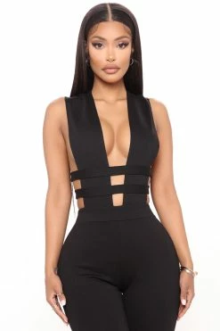 Fashion Nova Don't Call Me Up Jumpsuit - Black