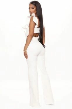 Fashion Nova Janis Denim Jumpsuit - White