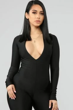 Fashion Nova Jumpin' Into It Jumpsuit - Black Jumpsuits