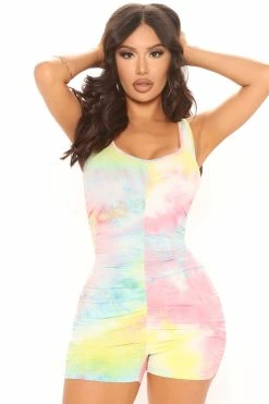 Fashion Nova Sweet Never Sour Romper - Pink/combo Rompers