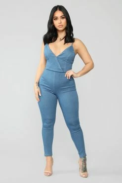 Fashion Nova Reserve Denim Jumpsuit - Medium Wash