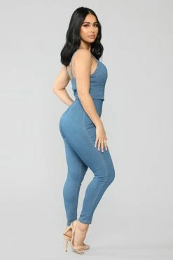 Fashion Nova Reserve Denim Jumpsuit - Medium Wash