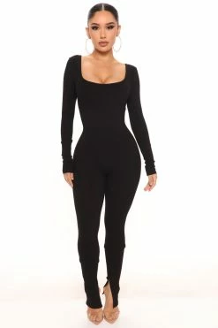 Fashion Nova Jumpsuits Sienna Sculpted Jumpsuit - Black