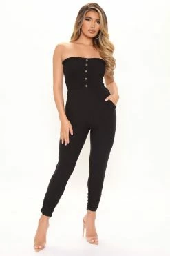 Fashion Nova Shyla Smocked Jumpsuit - Black