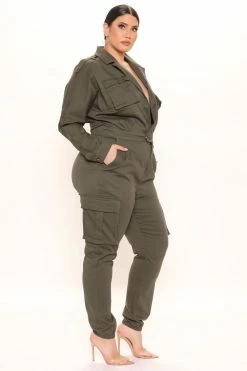Fashion Nova Not Worried About That Cargo Jumpsuit - Olive Jumpsuits