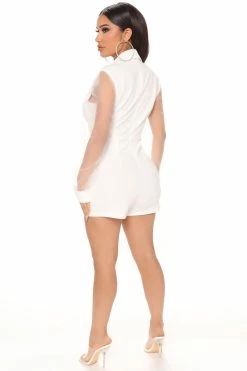 Fashion Nova Rompers Always On Time Blazer Romper - White
