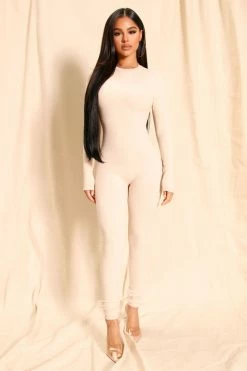 Fashion Nova Maribel Snatched Jumpsuit - Cream