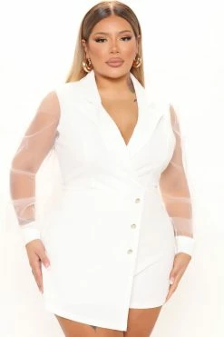 Fashion Nova Rompers Always On Time Blazer Romper - White