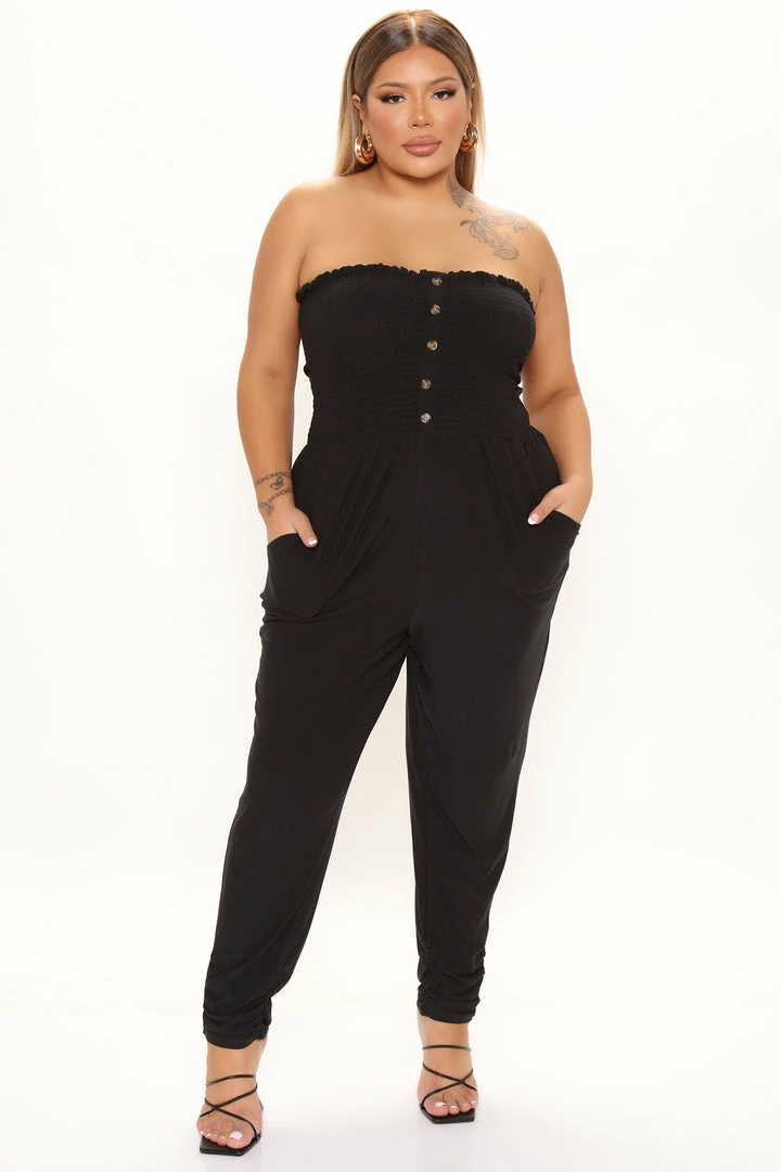 Fashion Nova Shyla Smocked Jumpsuit - Black