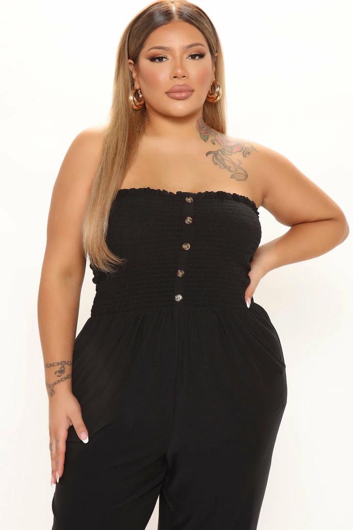 Fashion Nova Shyla Smocked Jumpsuit - Black