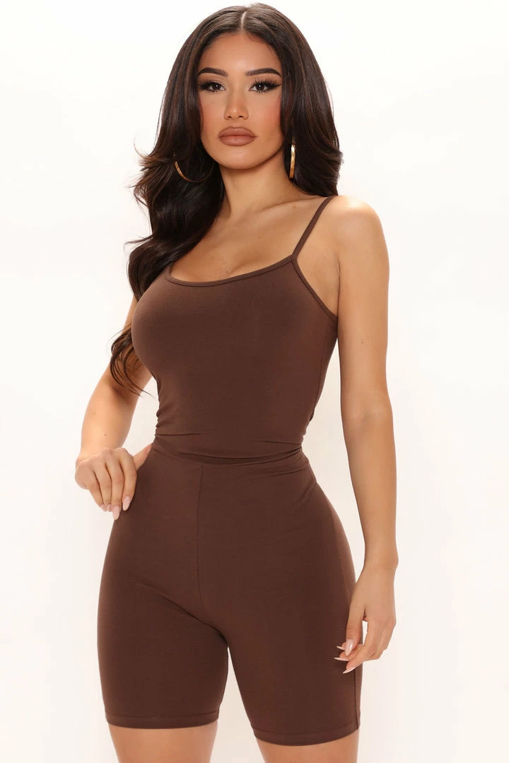 Fashion Nova Enjoy The Journey Romper - Mocha