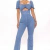 Fashion Nova Denim Sweetie Jumpsuit - Denim