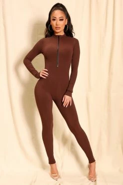 Fashion Nova Sabrina Snatched Jumpsuit - Chocolate Jumpsuits