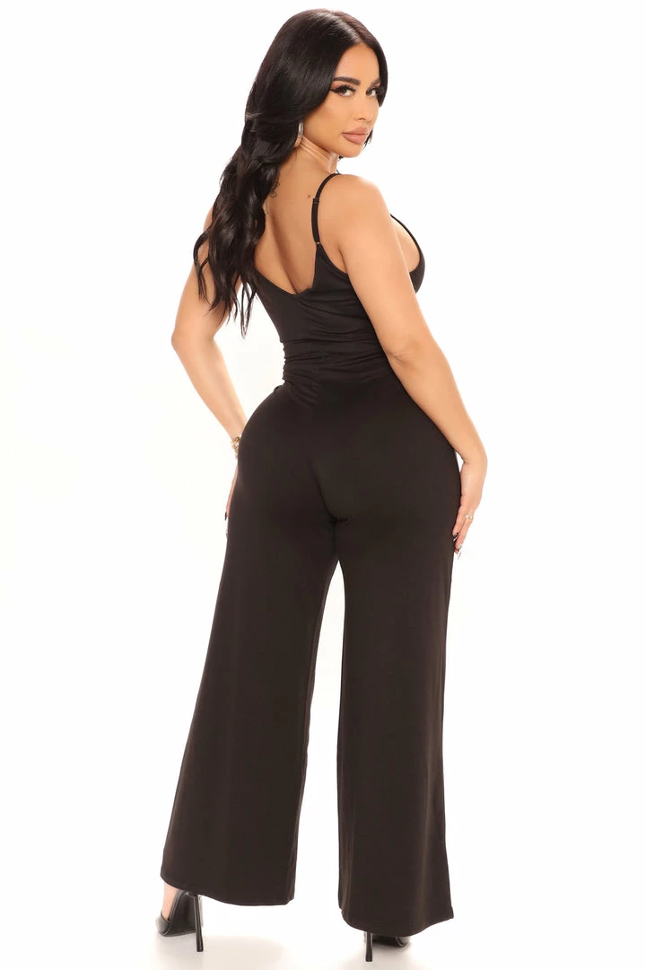 Fashion Nova Wide Leg Jumpsuits Simpler Times Jumpsuit - Black