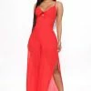 Fashion Nova Wide Leg Jumpsuits Simple Summers Jumpsuit - Red