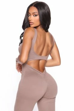 Fashion Nova Jumpsuits Match My Vibe Jumpsuit - Mocha