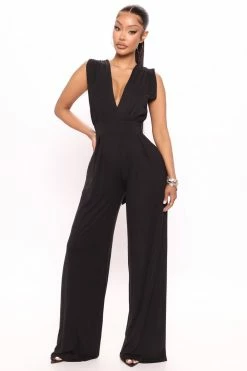 Fashion Nova Grace Jumpsuit - Black Wide Leg Jumpsuits