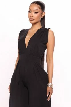 Fashion Nova Grace Jumpsuit - Black Wide Leg Jumpsuits