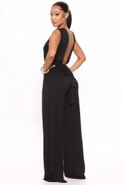 Fashion Nova Grace Jumpsuit - Black Wide Leg Jumpsuits