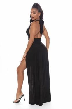 Fashion Nova Wide Leg Jumpsuits Joselyn High Slit Jumpsuit - Black