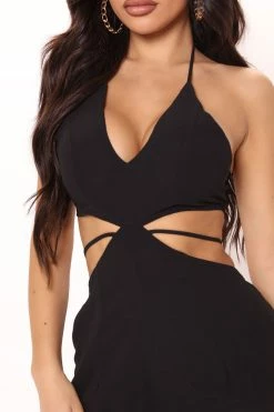 Fashion Nova Wide Leg Jumpsuits Beach Views Chiffon Jumpsuit - Black