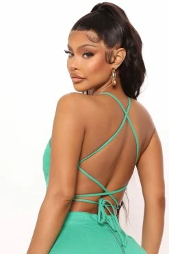Fashion Nova Rompers Crossing Paths Denim Romper - Kelly Green