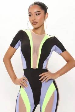 Fashion Nova Jumpsuits Running Through Your Mind Mesh Jumpsuit - Black/combo