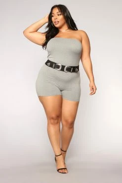 Fashion Nova Buenos Aires Romper - Grey