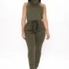 Fashion Nova Jumpsuits Time To Lounge Jumpsuit - Olive