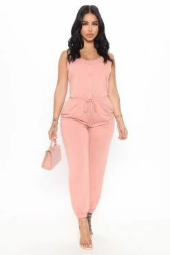 Fashion Nova Always On Time Jumpsuit - Mauve Jumpsuits